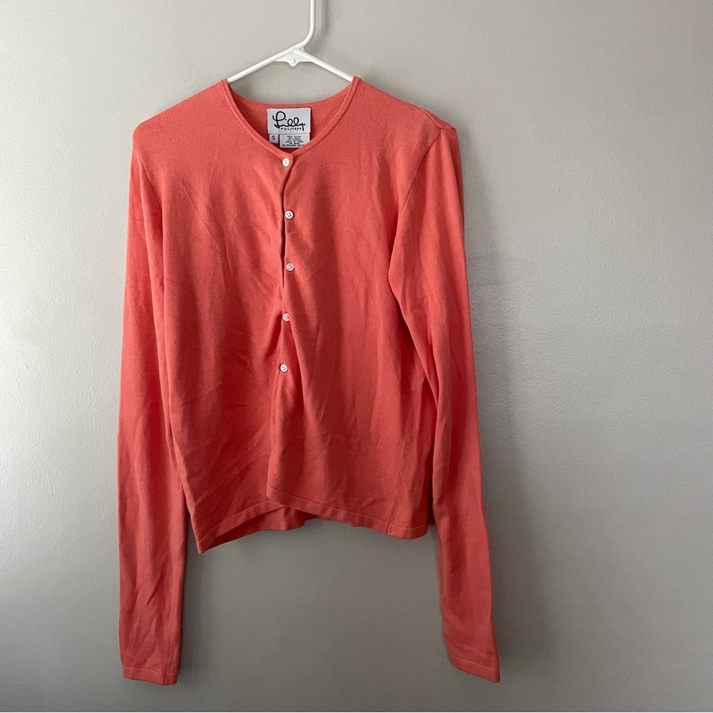 Lily Pulitzer Coral Button-Front Cardigan women small